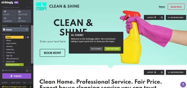 an online store being built in the Strikingly editor an online store being built in the Strikingly editor